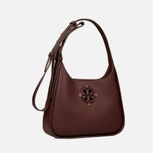 AUTH NWT Tory Burch Miller Small Pebbled Leather Hobo Bag In Tempranillo